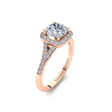 French Halo Engagement Ring with 1.00ct Round Brilliant Cut Diamond
